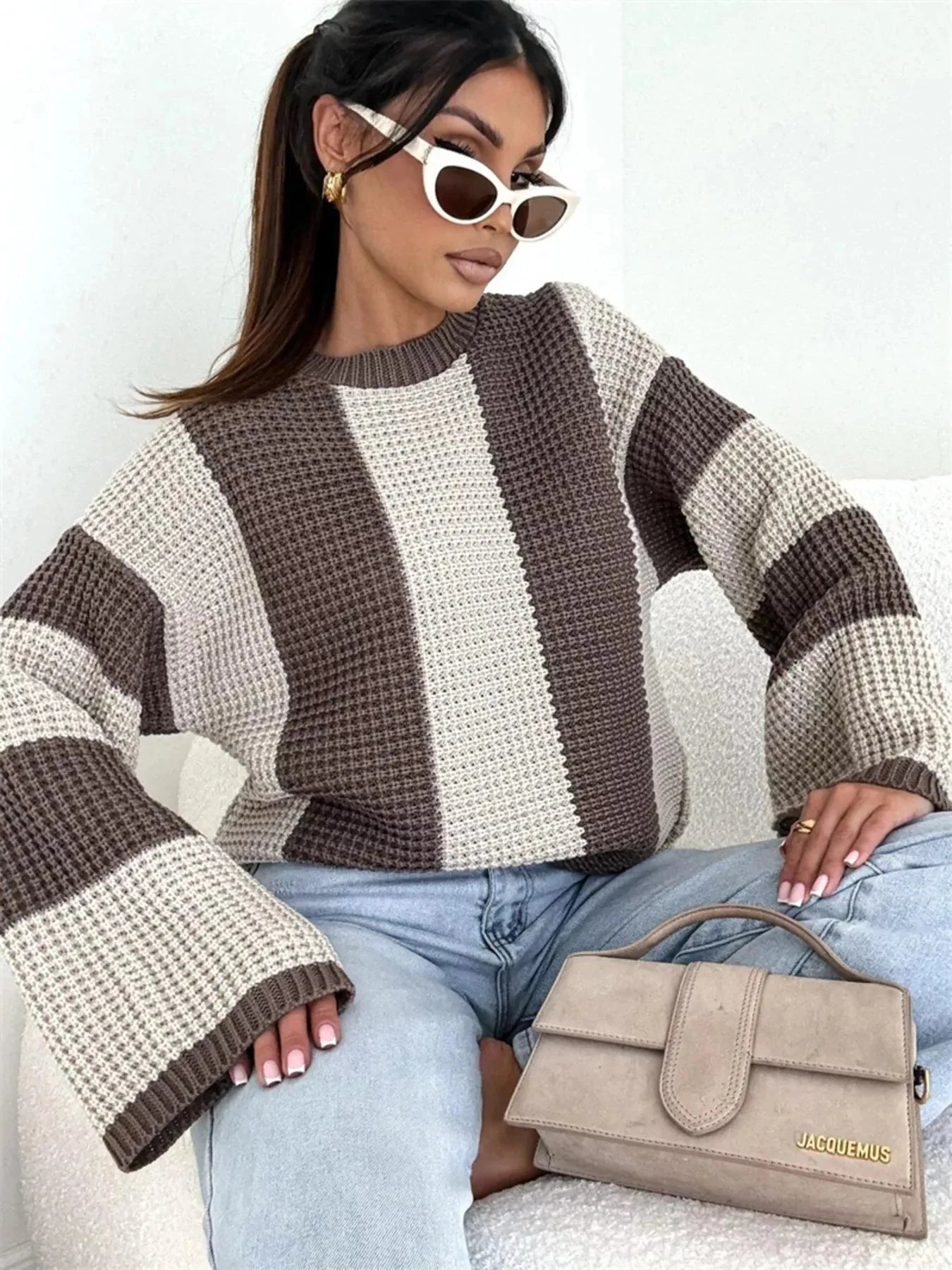 Color Block Long Sleeve Sweater