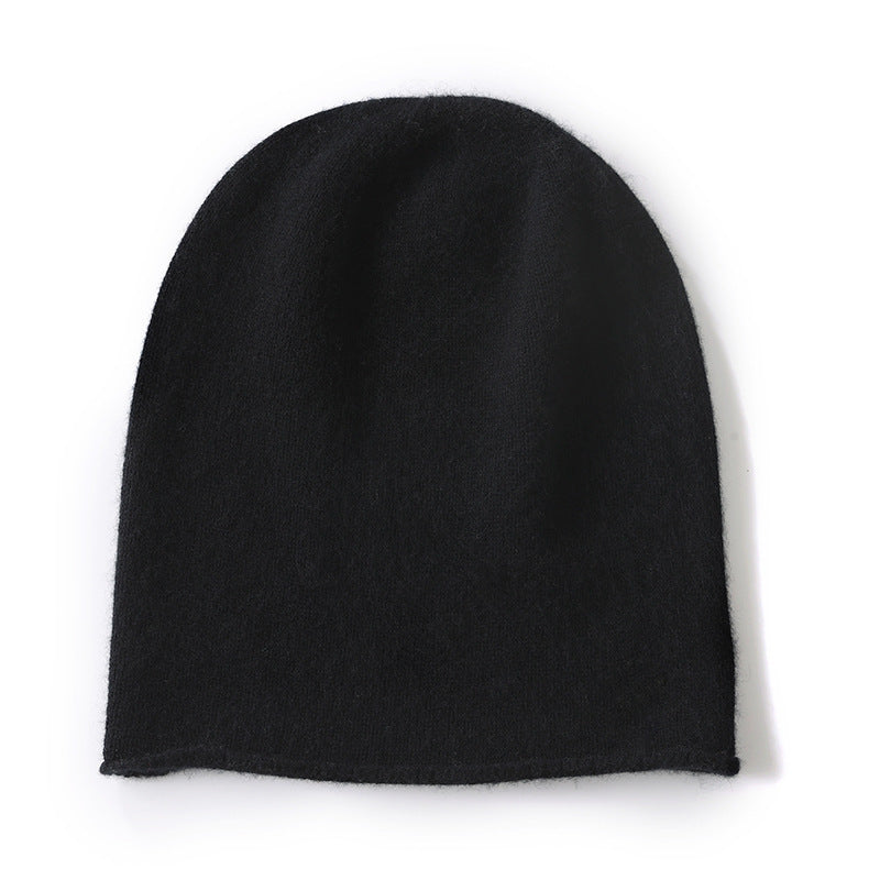 Cashmere Hat For Women Curled Brim Knitted Hat