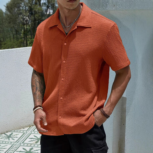 New Lapel Collar Retro Resort Casual Shirt For Men