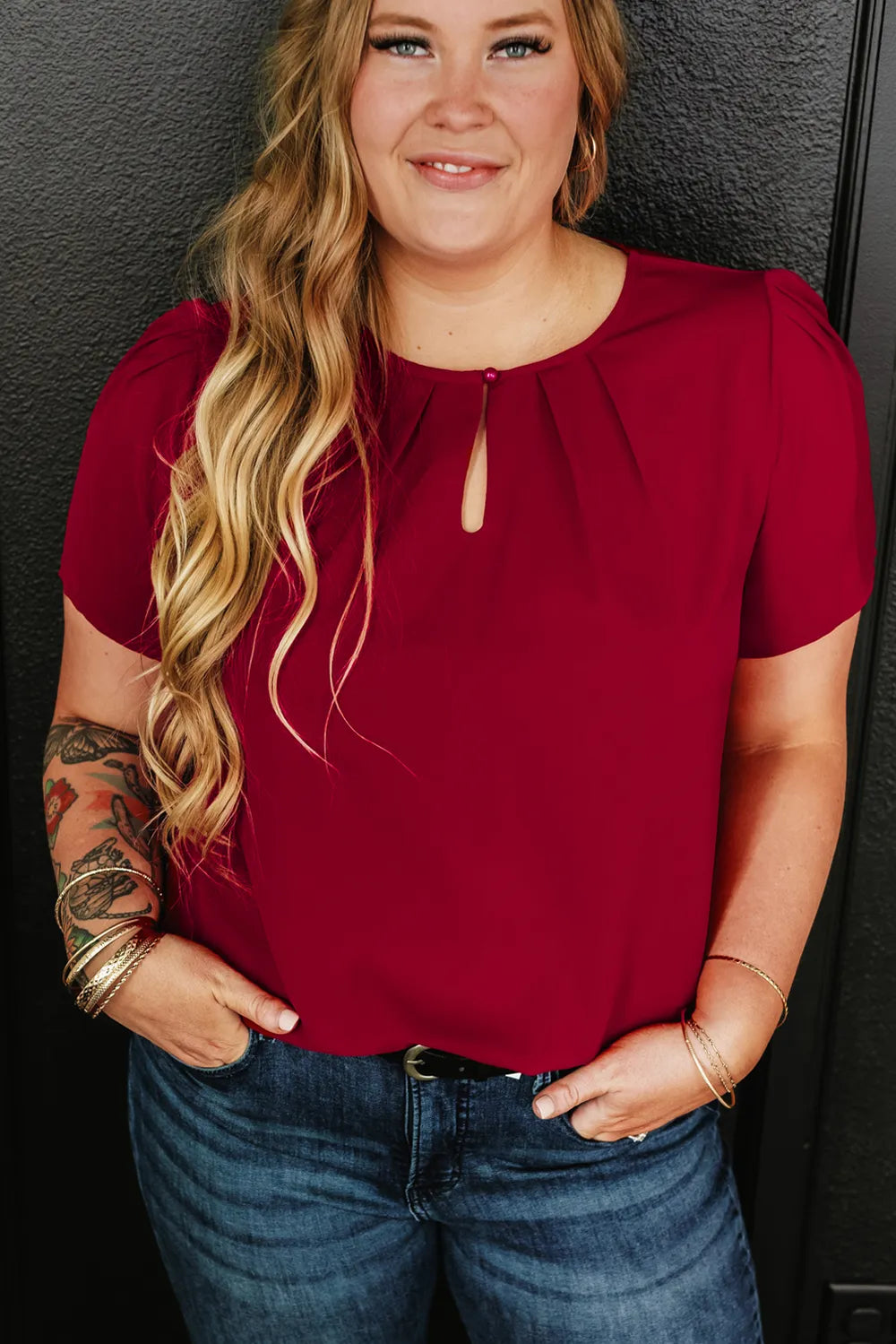 ChicPlus Round Neck Blouse – Effortlessly Stylish Fit for All Sizes