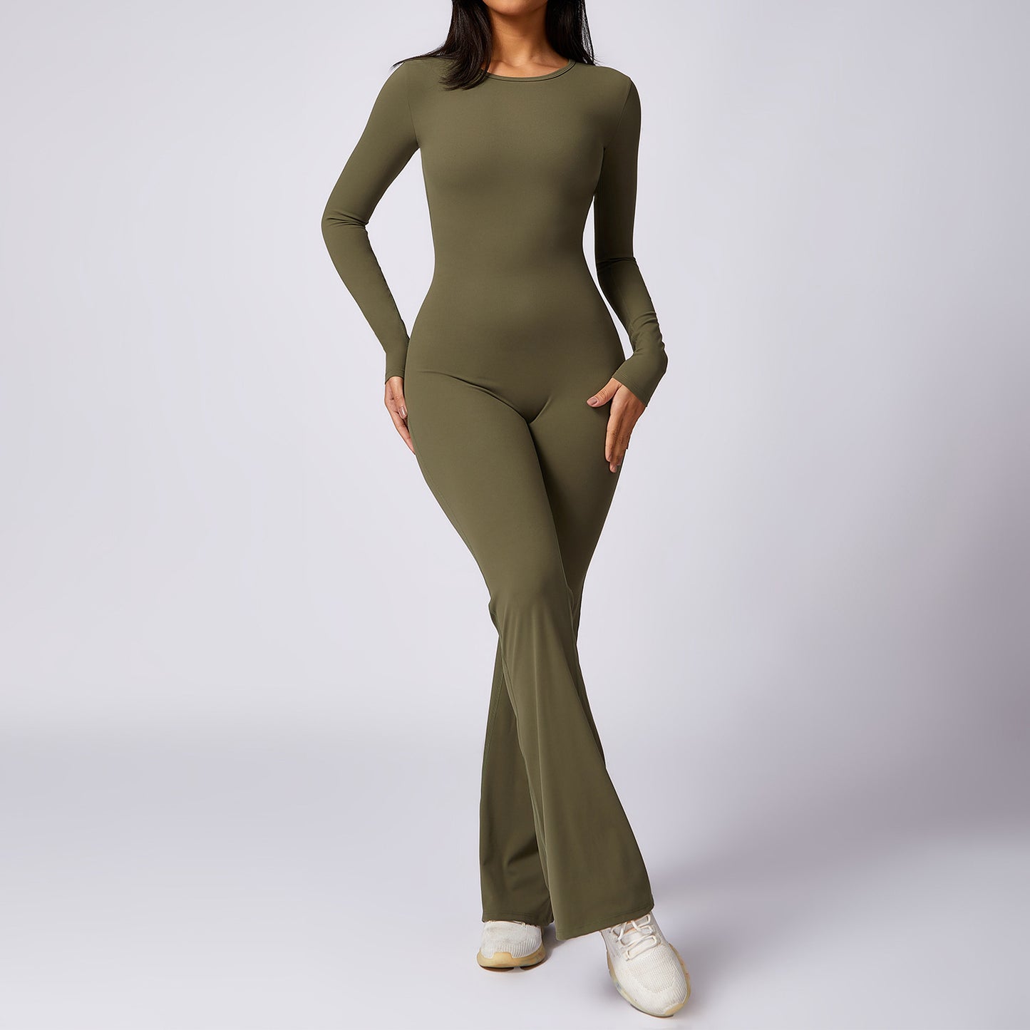 Leisure Horn Long Sleeve Yoga Jumpsuit Tight Quick-drying Sports Workout