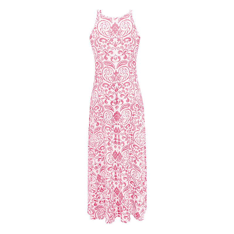 Womens Summer Halter Dress Casual Loose Boho Floral Sundresses Flowy Beach Vacation Outfits