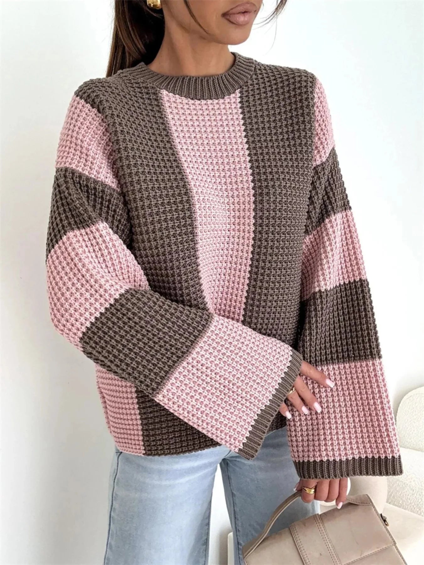 Color Block Long Sleeve Sweater