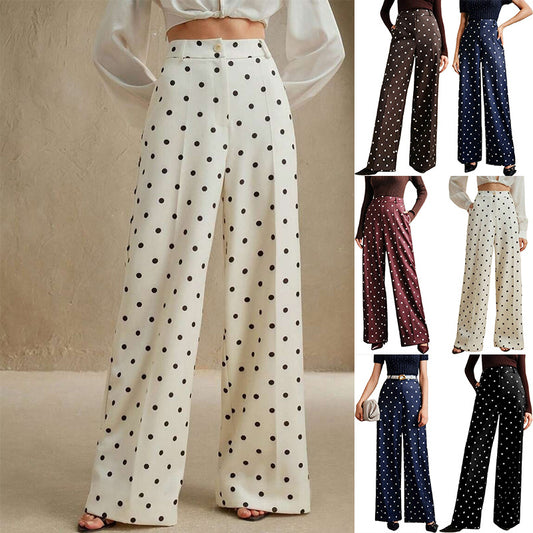 Womens Loose Wide-Leg Trousers Casual Pants Womens High-Waist Versatile Trousers