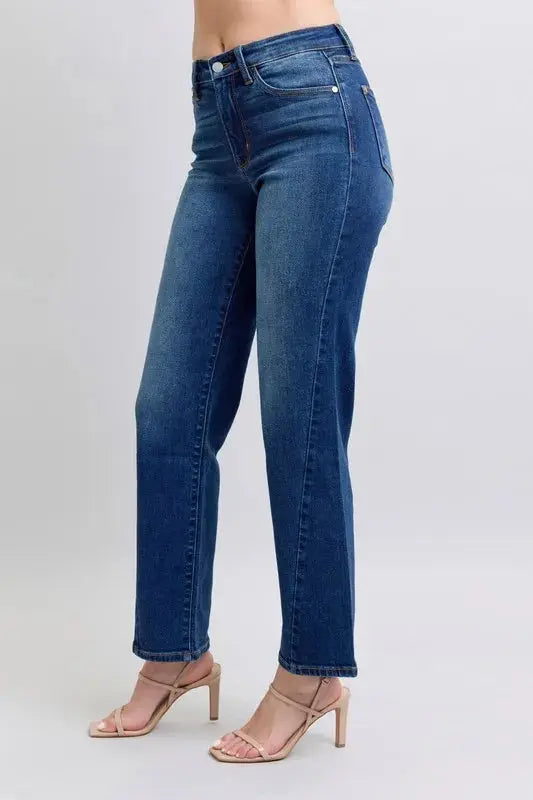 Plus Size Side Seam Detail Straight Leg Judy Blue Jeans