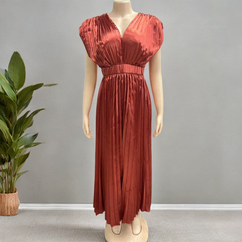 V-neck Satin Dress