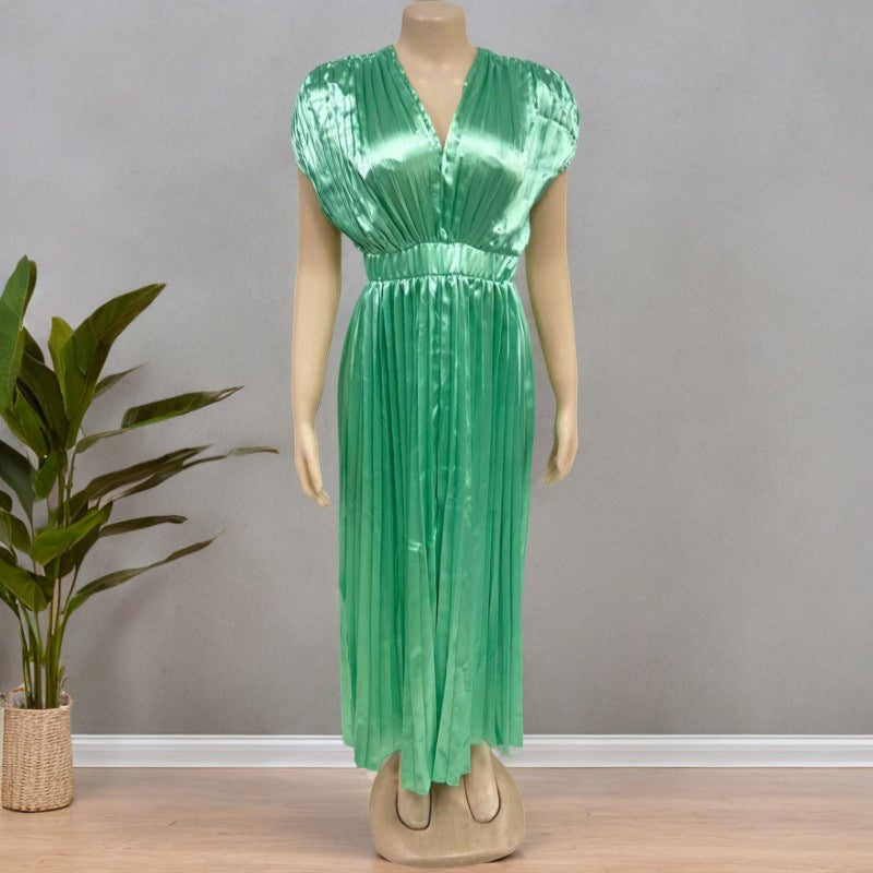 V-neck Satin Dress