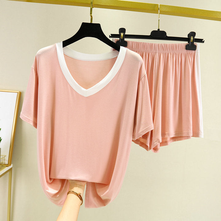 Fashion Color Contrast Pajamas For Women Suit
