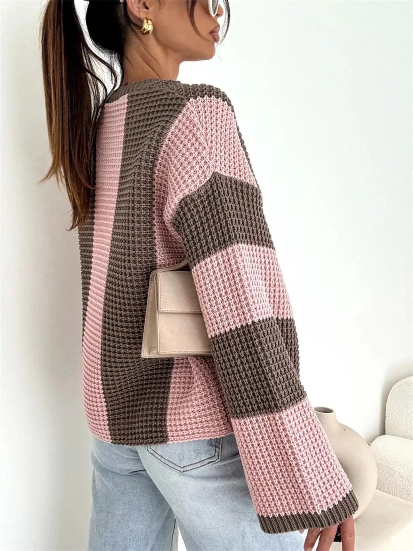 Color Block Long Sleeve Sweater