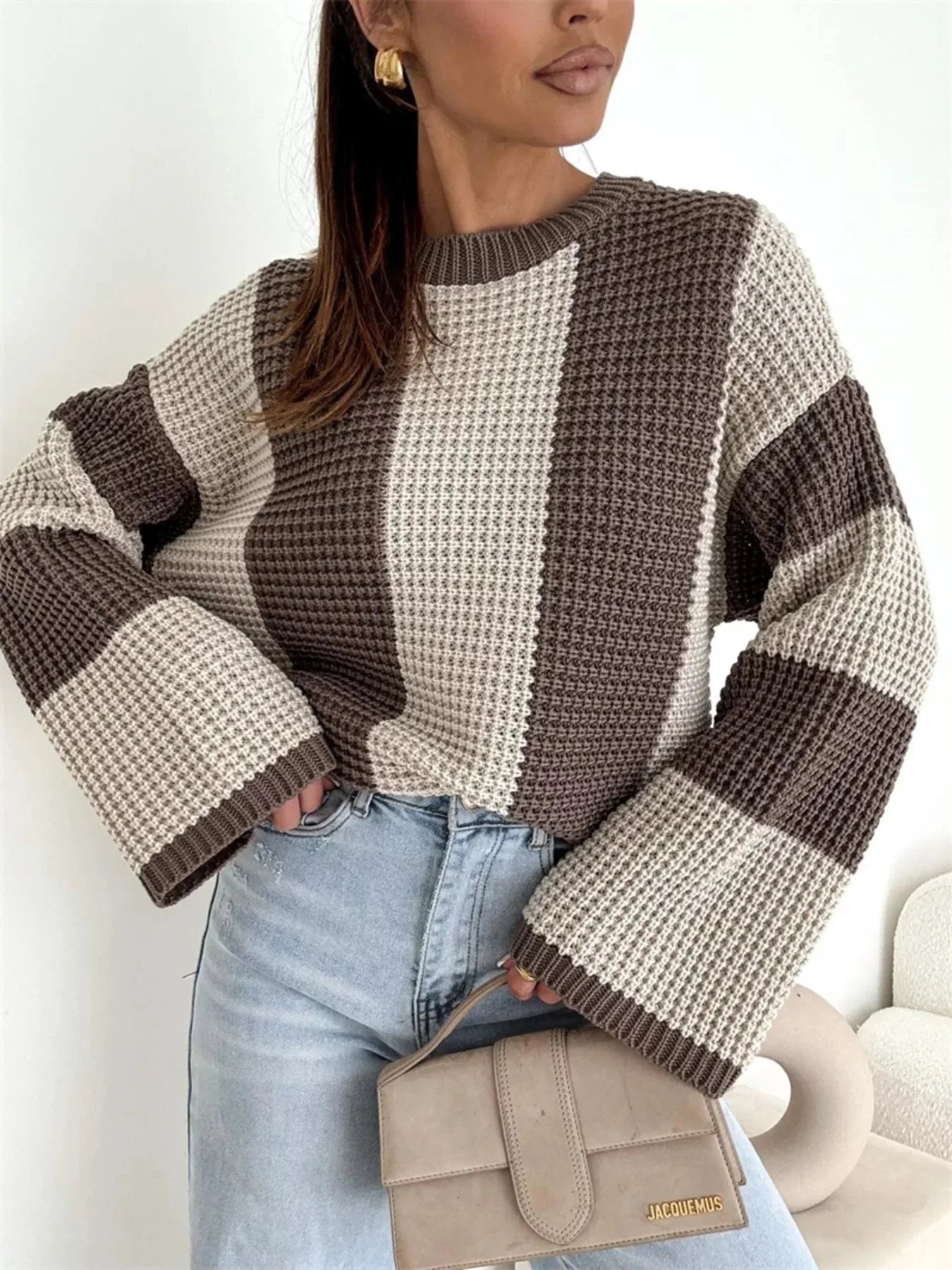 Color Block Long Sleeve Sweater