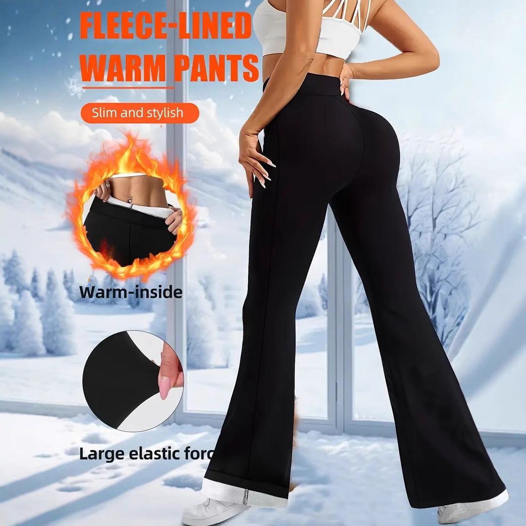 Women's High Waist Flared Pants Belly Contracting And Hip Lifting Thickened Casual Pants
