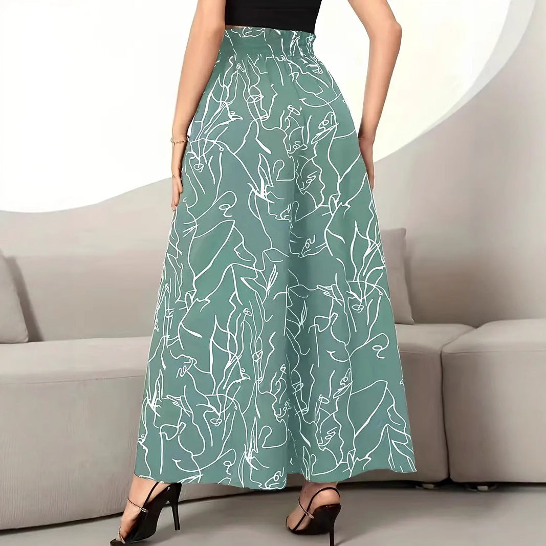 New Waist-tight Summer Long Draping Effect Long Culottes For Women