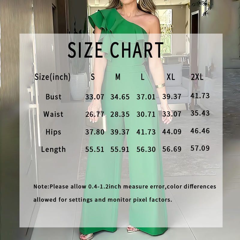 Women Summer Dressy Jumpsuits Sleeveless Ruffle One Shoulder Casual Wide Leg Pants Romper