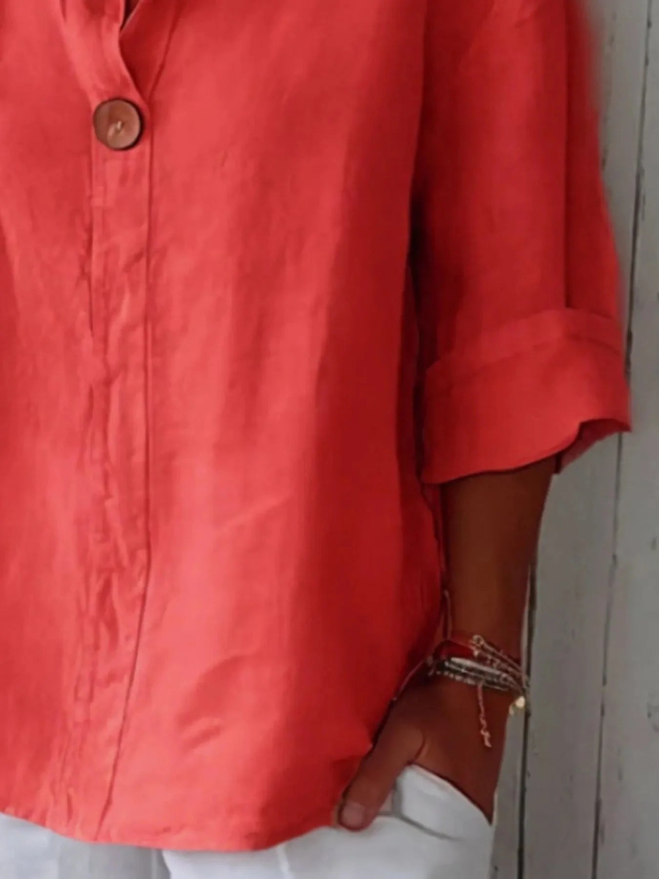 Breezy Button-Front Relaxed Linen Blouse