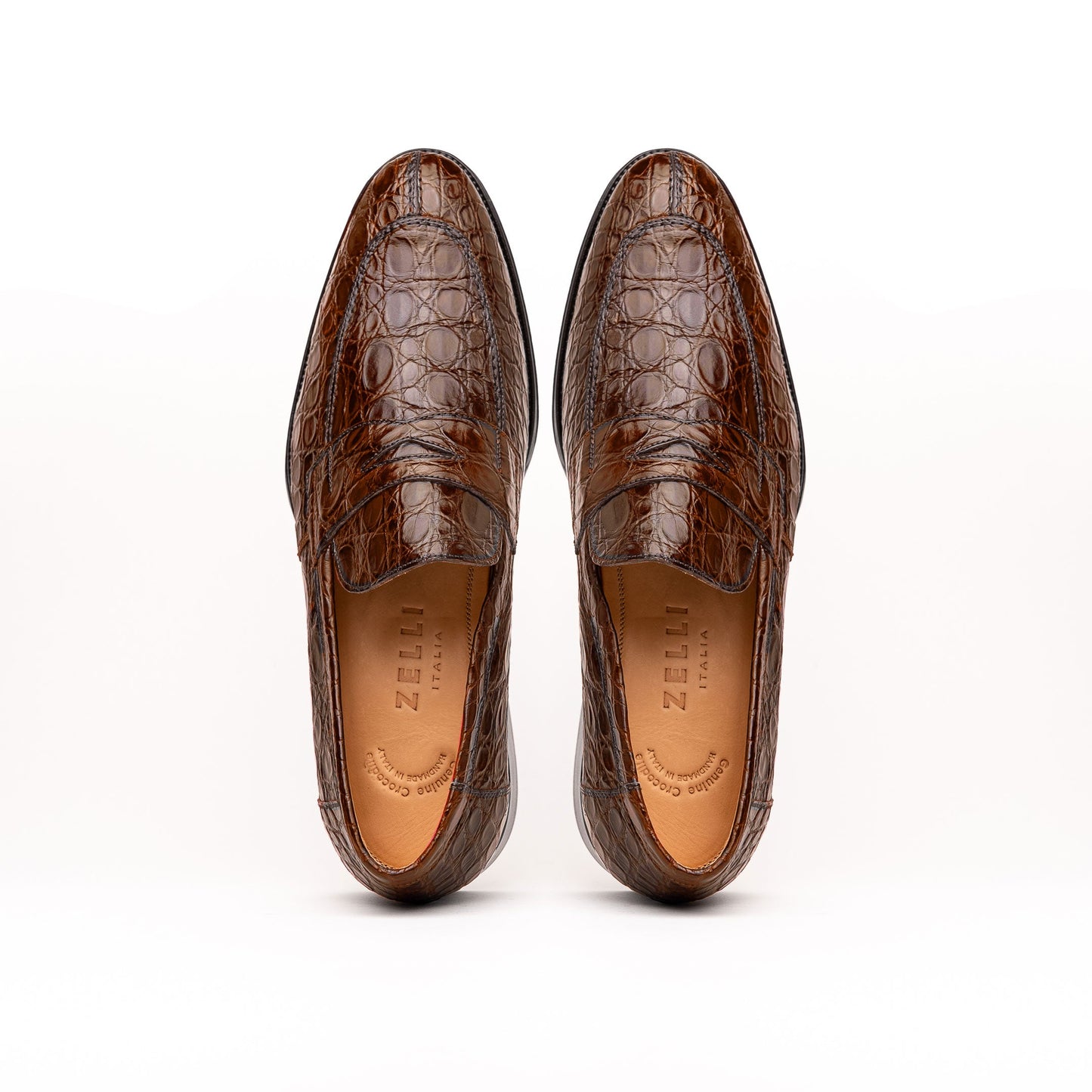 11-201-CGM ROMA Crocodile Penny Loafer, Cognac