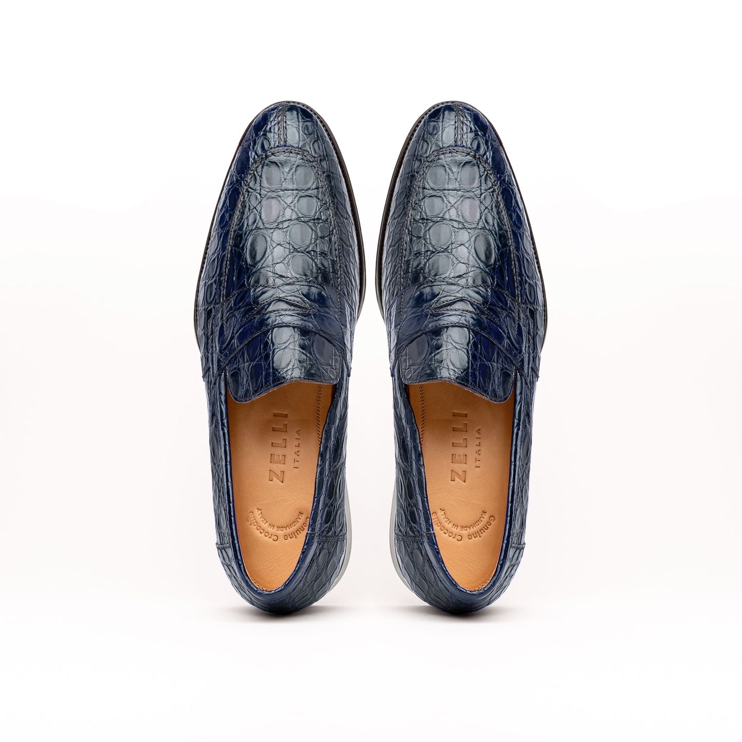 11-201-NVY ROMA Crocodile Penny Loafer, Navy