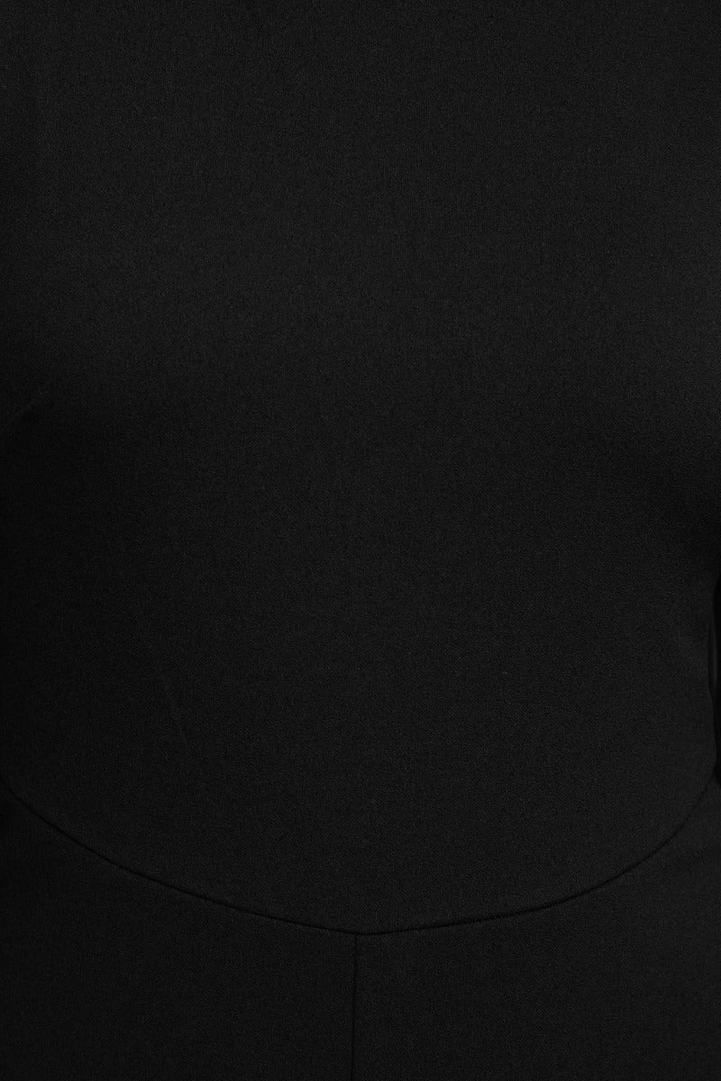 Connected Apparel Popover Neck Chiffon Long Sleeve Zipper Back Solid Jumpsuit