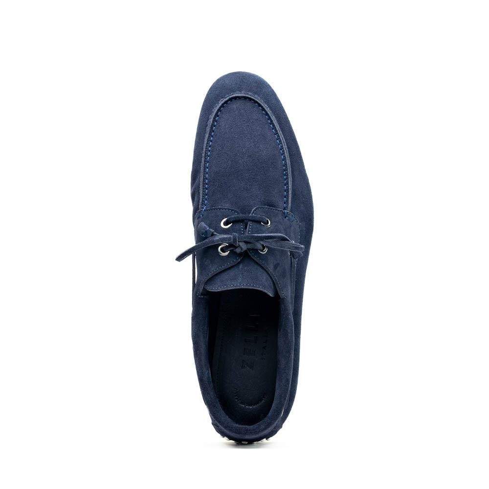 16-675-NVY VENICE Italian Sueded Goatskin Boat Shoes, Navy