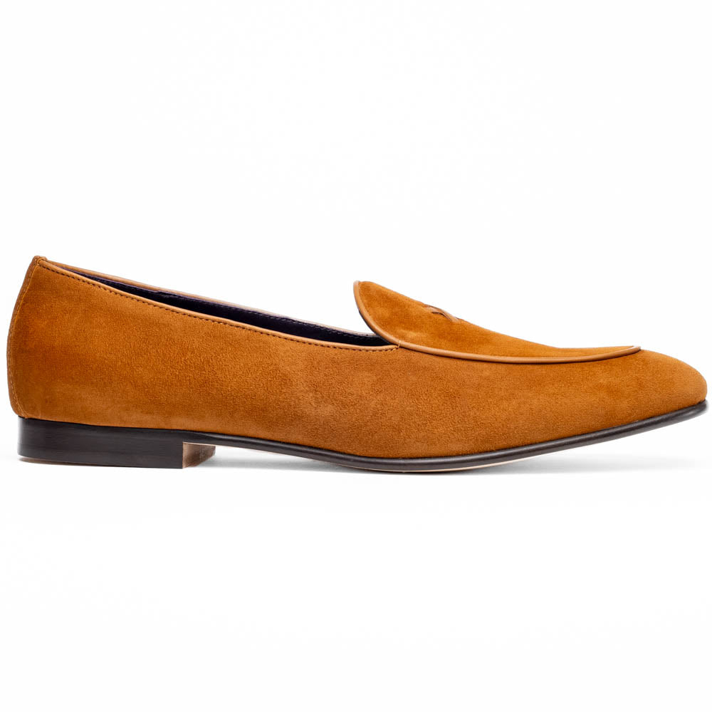 16-681-CGN X Italian Sueded Goatskin Loafer, Cognac
